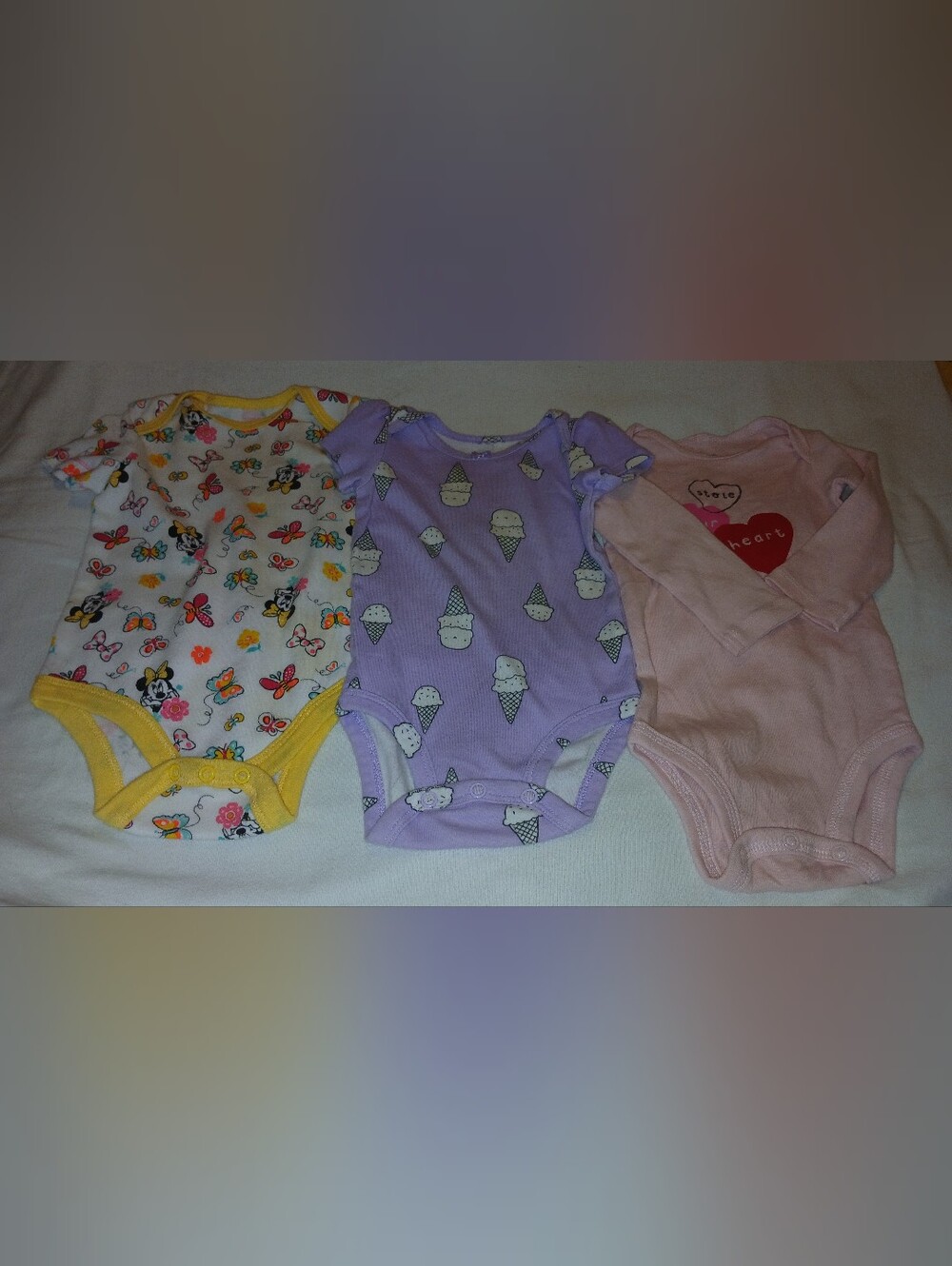 NWOT Baby Girls Multi-Pack One-Piece Bodysuits - Purple, Pink, White